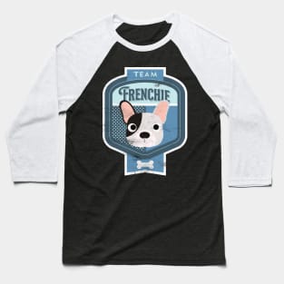 Team Frenchie - Distressed French Bulldog Beer Label Design Baseball T-Shirt